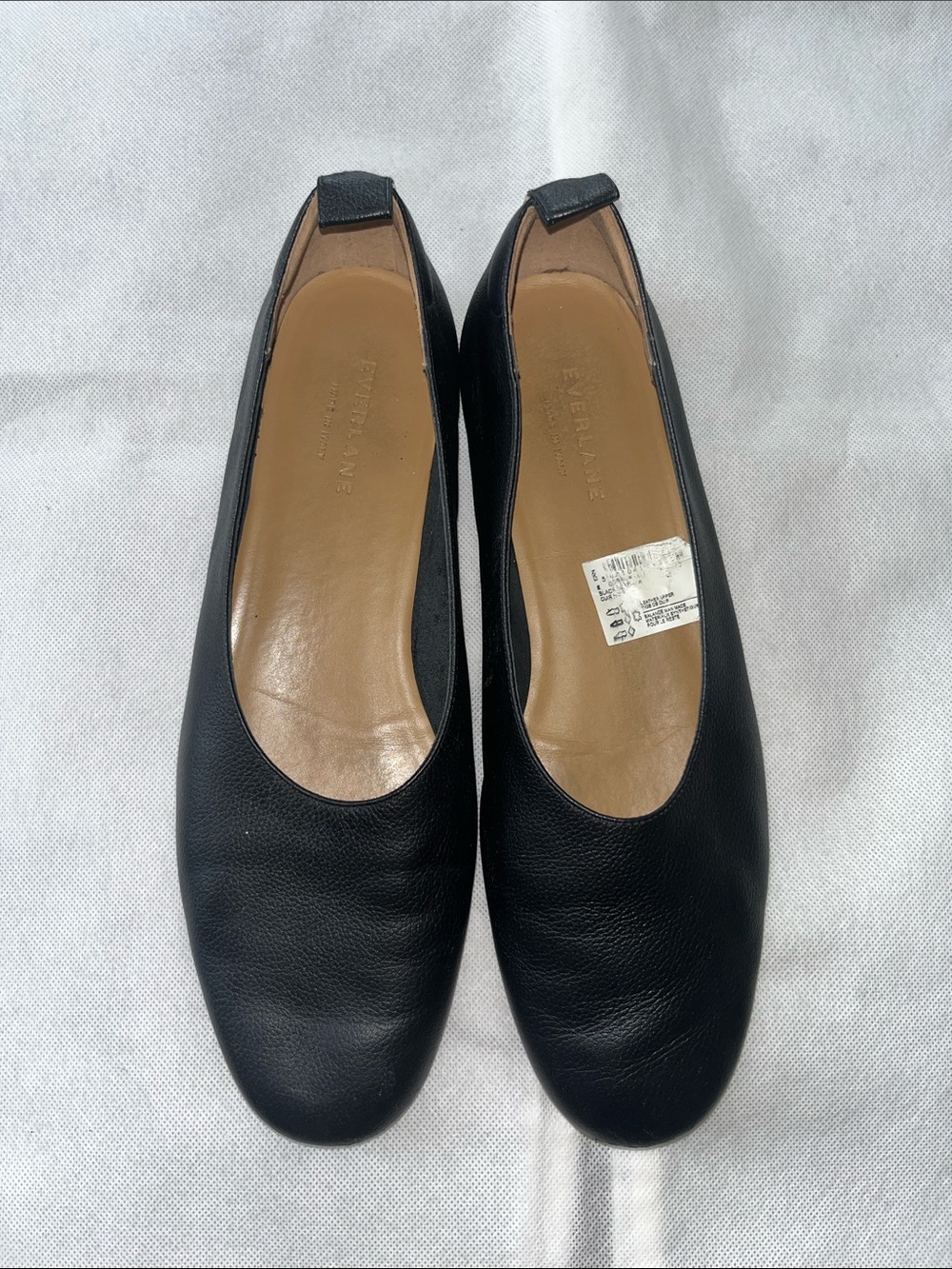 Everlane Black Leather Rounded-Toe Ballet Flats